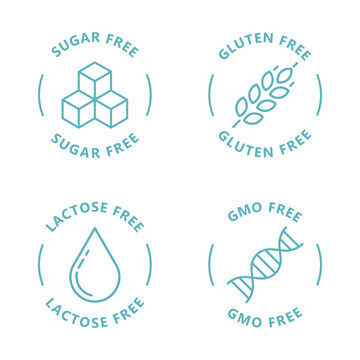 Food label set. White background.
