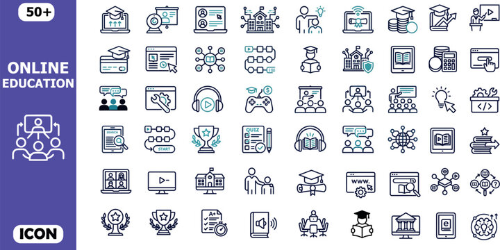 Online education icons set