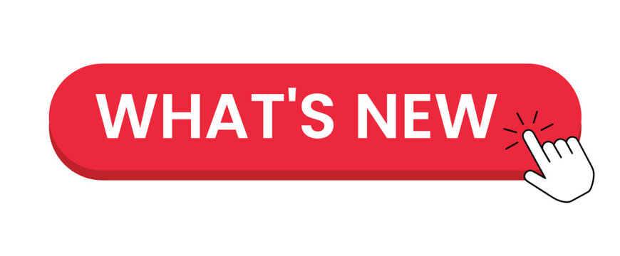 Red button with text and hand pointer flat vector illustration graphic design element interface digital rounded rectangle click interaction notification alert update