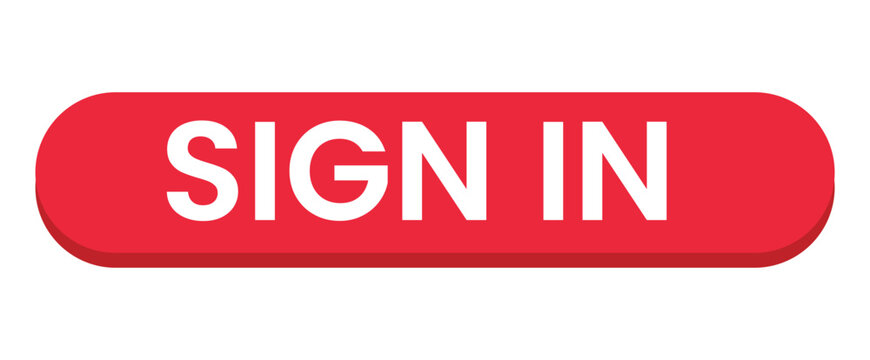 Red sign in button with rounded corners and white text on a transparent background sign in login interface element digital graphic flat