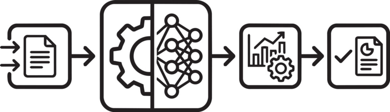AI Workflow Automation Process Line Icon Vector