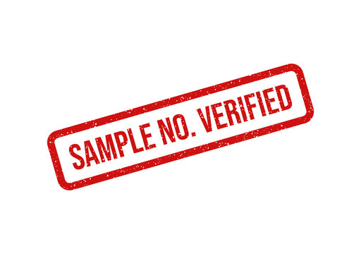 Red stamp with sample no verified text