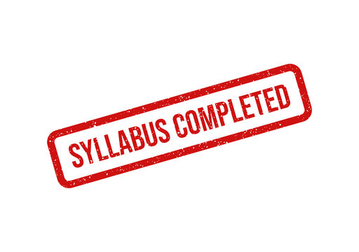 Red stamp with syllabus completed text