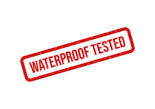 Waterproof tested red stamp with bold border