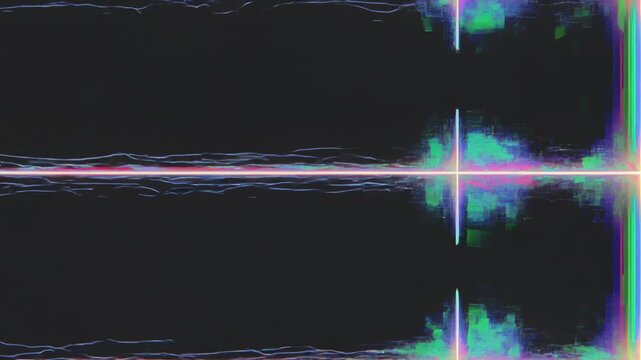 Abstract digital glitch effect with horizontal scanlines and colorful noise