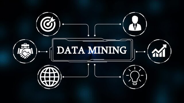 DATA MINING, Technology, Internet, business and network concept. 4k video animation 