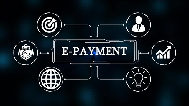E-PAYMENT, Technology, Internet, business and network concept. 4k video animation 