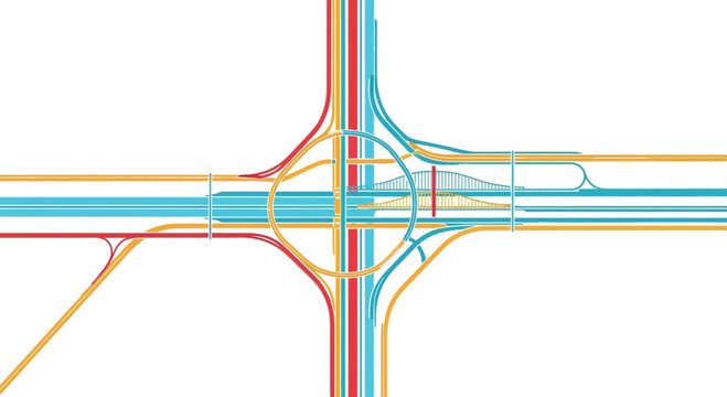 Abstract Highway Interchange Overpass - Modern Traffic Intersection Design