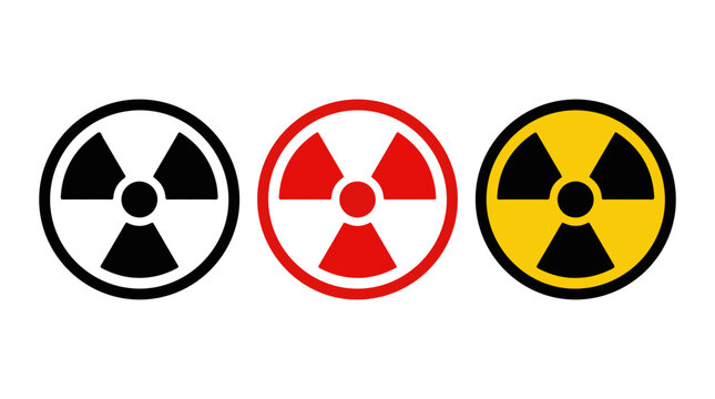 Radiation Hazard Symbols &ndash; Universal Warning Icons Representing Nuclear Energy, Radioactive Materials, and Safety Awareness for Industrial Design, Science, and Educational Projects