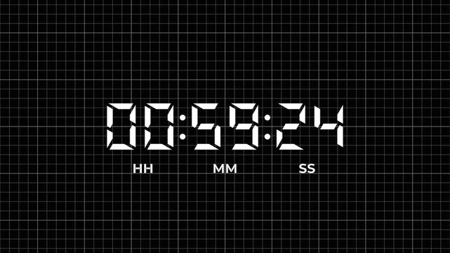 30 Second Digital Countdown Timer with Moving Technical Grid Background for Broadcast Graphics, Control Room Displays and Video Production