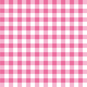 Cherry Pink gingham check pattern background, cute seamless pastel grid texture