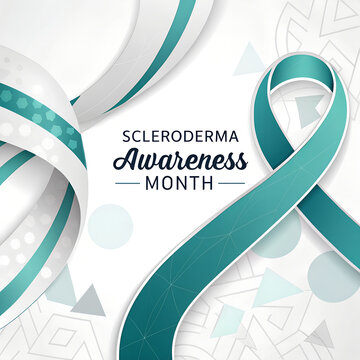 Scleroderma awareness month poster with teal bow.