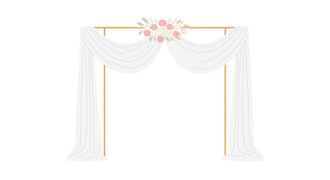 Elegant Wedding Arch with Flowers and Drapes