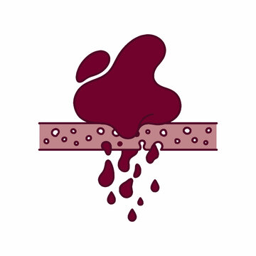 Vector illustration of liquid filtering through a porous membrane barrier.
