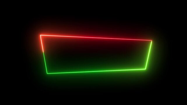 Neon glowing rectangular frame with dynamic red and green light animation on black background border