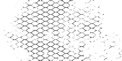 Fishing or soccer net. Repeated hexagon pattern. Black wired mesh texture isolated on white background. Metallic or fabric fence, cage or lattice structure. Vector graphic Illustration. © ryan
