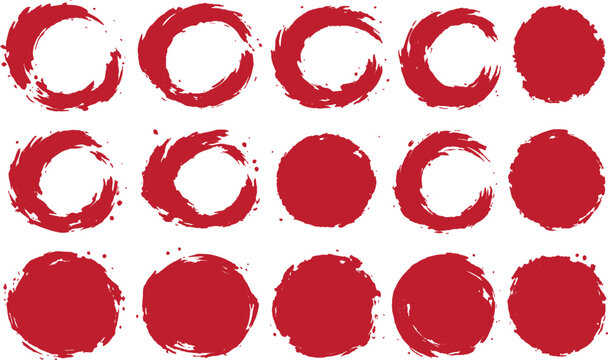 Set of  grunge circles shapes on a white background. Paint brush stamp collection. Vector brush circle. Grunge round shape.