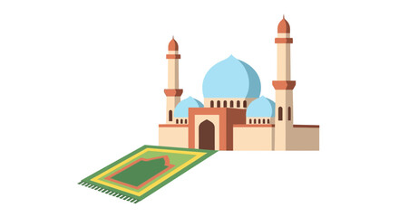 Fototapeta premium Islamic Mosque with Prayer Mat, Ramadan, Eid al-Fitr, Islamic Architecture