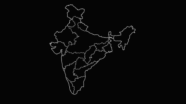 india map line animation with all states