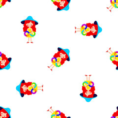 Obraz premium Colorful rings and a girl with a hat in a pattern on a transparent background illustrating ADHD concepts