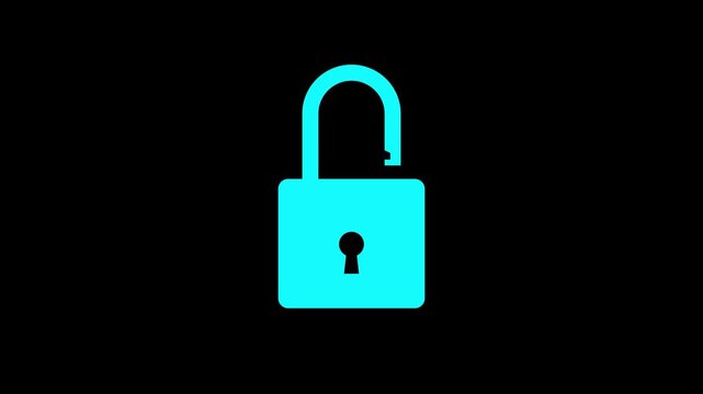  Lock icon animation on black background. lock icon protection safety security privacy password concept. Security lock or padlock icon animation