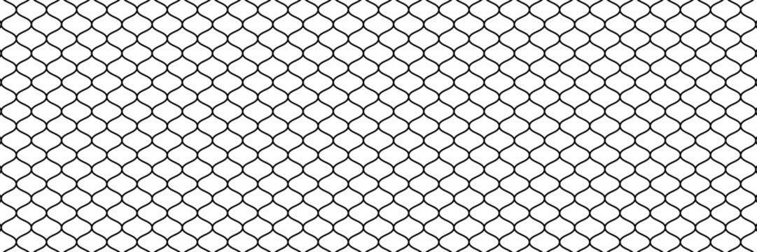 Seamless basketball net pattern, black and white geometric fishnet texture, abstract wire design for sports background. Flat vector illustration isolated on white background.