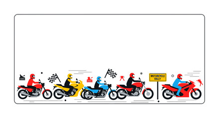Naklejka premium Motorcycle Race, Riders on Bikes with Flags, Vector Illustration
