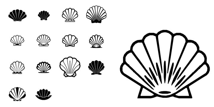 Clam Shell Ocean Pearl Flat Vector Icon with Clean Lines on White Background