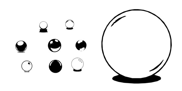Crystal Ball Fortune Teller Flat Vector Icon with Clean Lines on White Background
