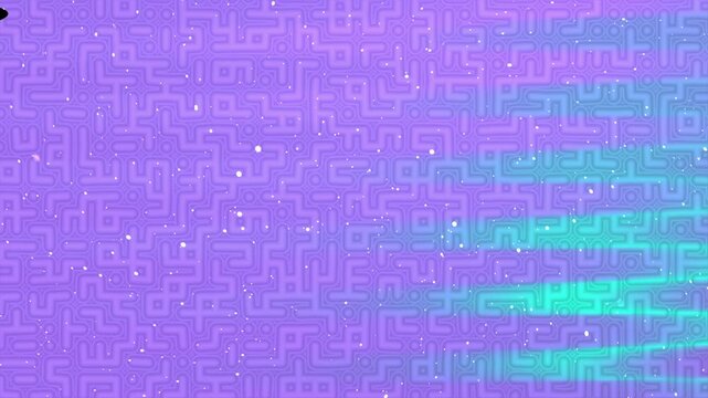 Abstract Grain Texture purple and blue digital pattern with maze lines and glowing particles.