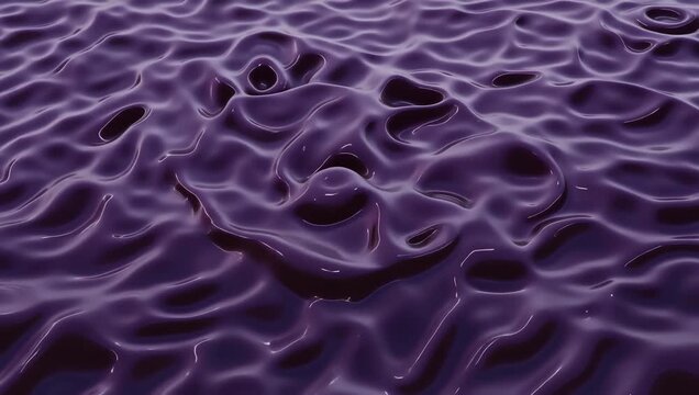Abstract dark purple fluid surface with hollowed depressions and ripples
