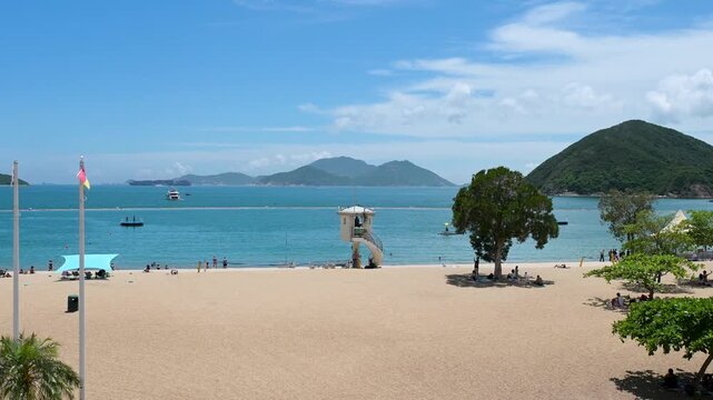 Hong Kong Island, Repulse Bay Beach, sunny day, clear sky and seascape. Hong Kong, China - 18 May 2025