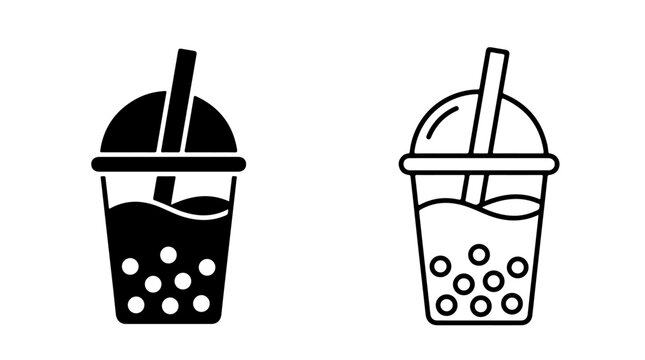 Bubble Tea Icons &ndash; Beverage and Lifestyle Symbols Representing Sweetness, Refreshment, and Culture for Creative Design, Food Branding, and Social Media Projects
