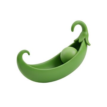 Stylized 3D illustration of a single pea in a pod