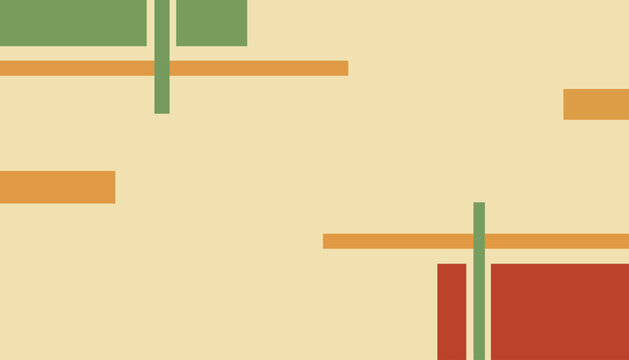 Abstract beige geometric background with clean rectangular blocks, thin linear accents, and muted green, orange, and red shapes for banners, posters, covers, presentations, and modern layouts.