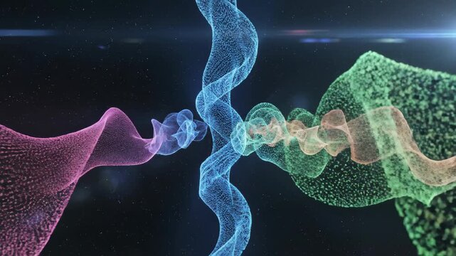 Colorful Abstract Waveforms Floating Through Digital Space.