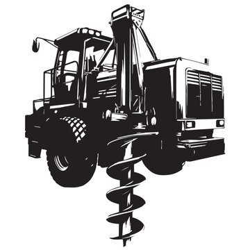 Large auger drilling machine on a truck for excavation and construction work
