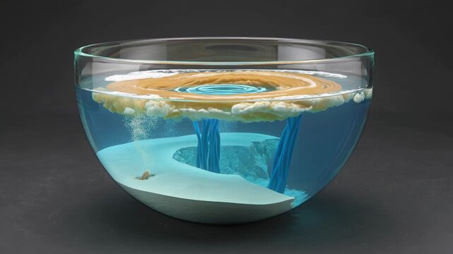 Transparent Ocean Circulation Model Showing Global Currents Thermocline Layers and Marine Climate System Dynamics Visualization