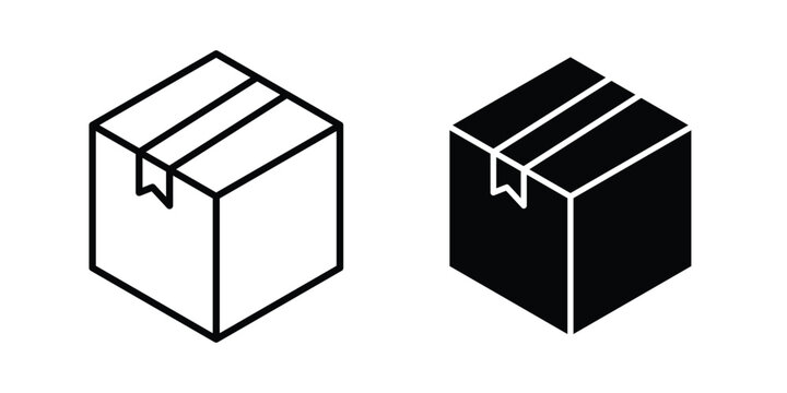 Cardboard box icon collection in black vectors. Eps10 icons
