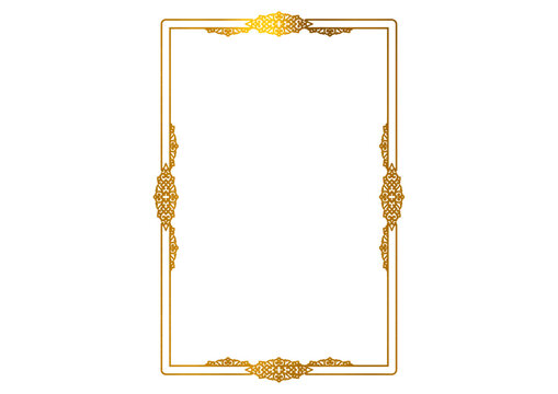 Luxury gold border frame with elegant Islamic mandala patterns on white background