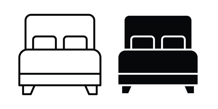 Double bed icon collection in black vectors. Eps10 icons
