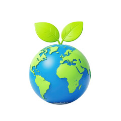 Obraz premium Earth Globe with Sprouting Leaves Transparent Background