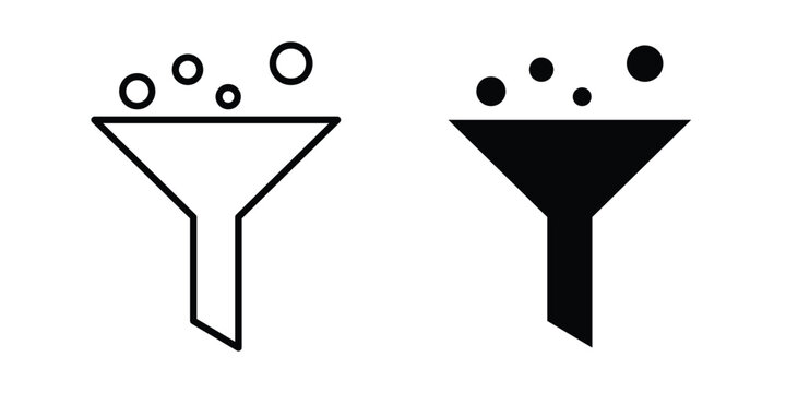 Filter funnel process icon collection in black vectors. Eps10 icons