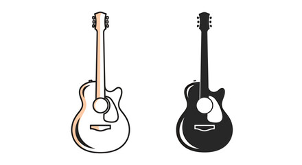 Naklejka premium Two Contrasting Electric Guitars in White and Black Finish: Modern Minimalist Illustration.