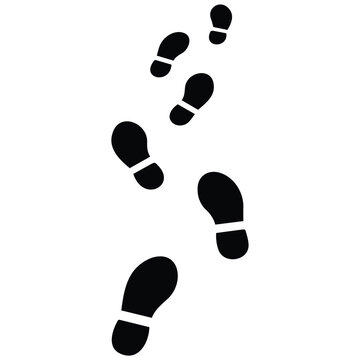 Footprints vector silhouette illustration human footsteps line art path trail.