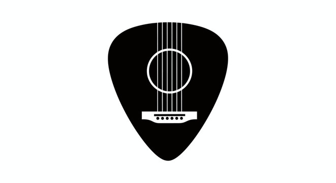 Stylized guitar pick icon featuring strings and a bridge design.