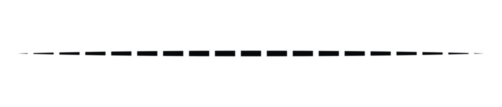 Minimalist black dashed horizontal line with a modern fading effect graphic design element on white