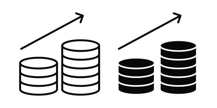 Money increase Icon collection in black vectors. Eps10 icons
