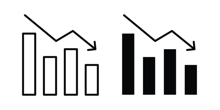 Negative trend icon collection in black vectors. Eps10 icons