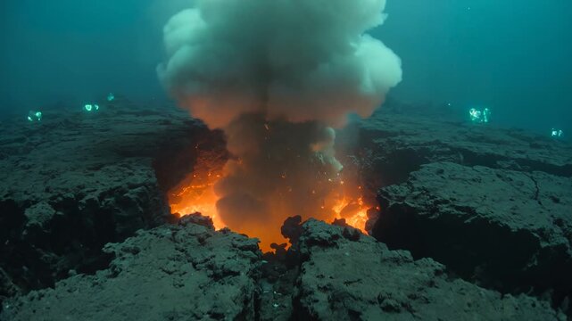 Ultra Realistic Mid Atlantic Ridge Seafloor Formation Showing Magma Eruption Hydrothermal Vents and Oceanic Crust Creation